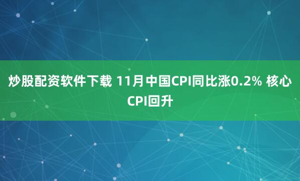 炒股配资软件下载 11月中国CPI同比涨0.2% 核心CPI回升