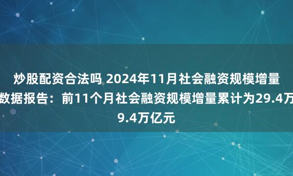 炒股配资合法吗 2024年11月社会融资规模增量统计数据报告：前11个月社会融资规模增量累计为29.4万亿元