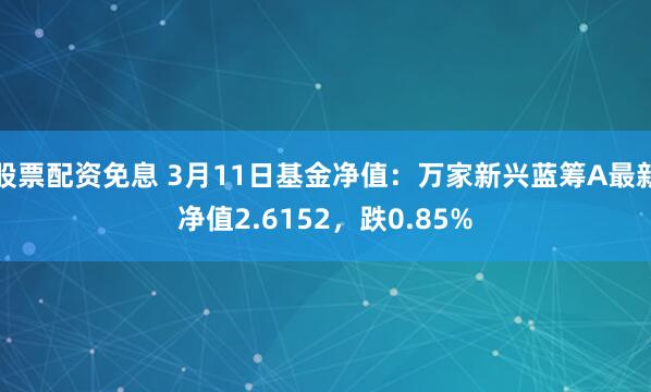 股票配资免息 3月11日基金净值：万家新兴蓝筹A最新净值2.6152，跌0.85%